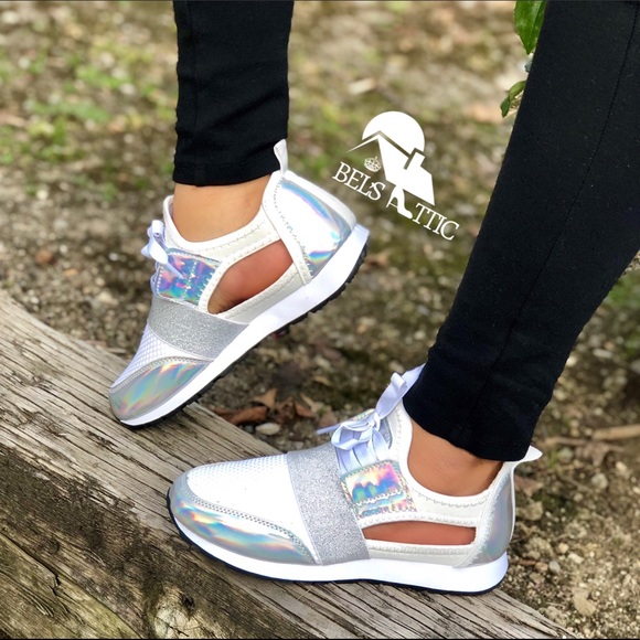 Teal and Champagne Sexy Side Cutout Sneaker Kicks - Picture 8 of 8